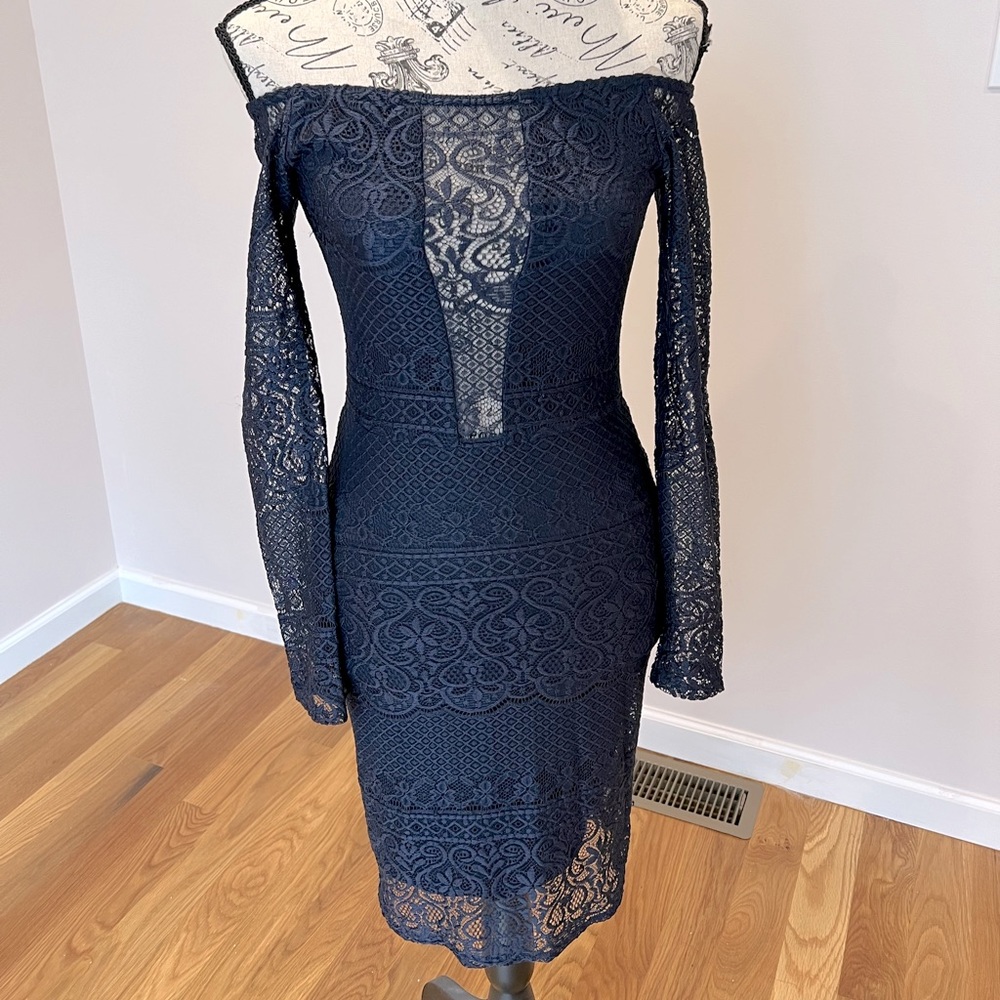Ruby & Jenna off the shoulder cocktail knee length lace dress, worn once